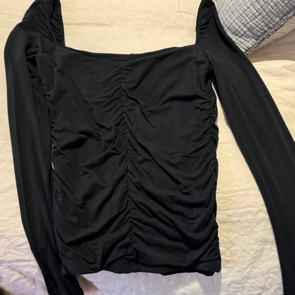 Wilfred Black Ruched Long Sleeve Blouse